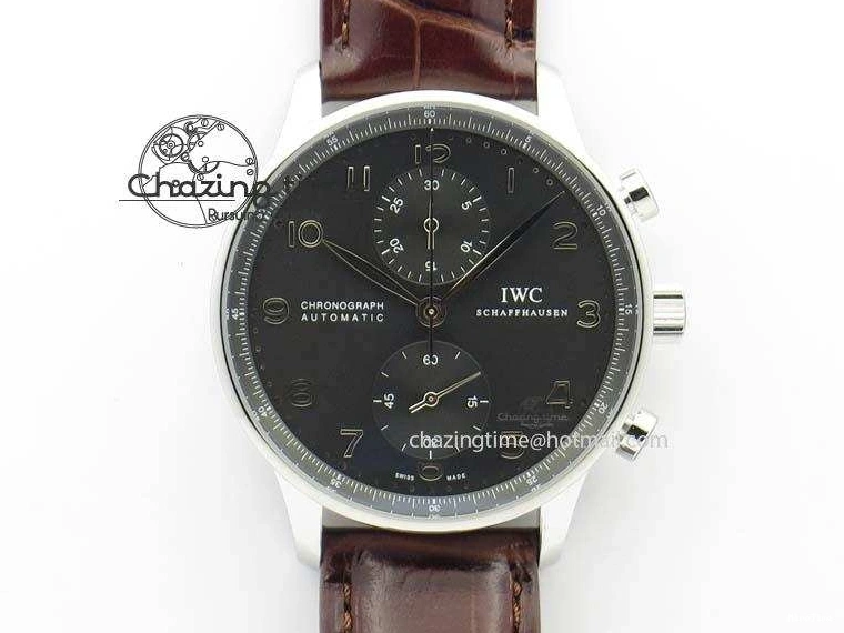 MIROTIME 0721 Supportive Portuguese Chrono IW371431 ZF 1:1 Best Edition Gray Dial On Brown Leather Strap A79350 (Slim Movement) 7261